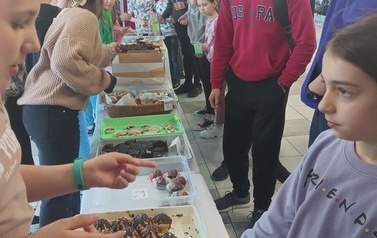SKO - uczniowie sprzedają słodkości.