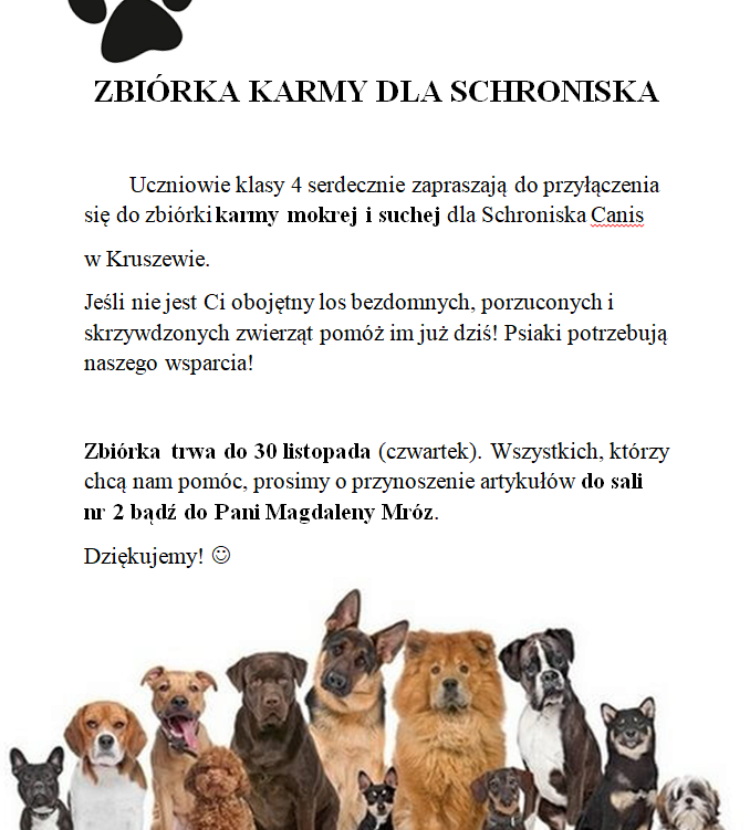 Zdjęcie do ZBI&Oacute;RKA KARMY DLA SCHRONISKA