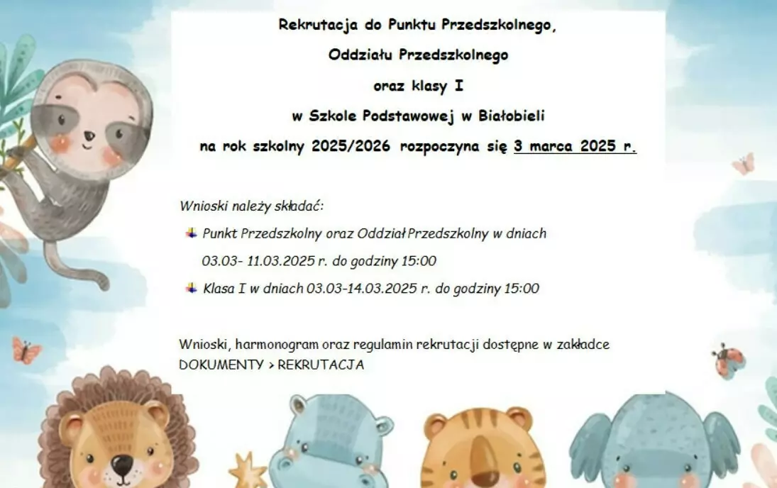 Zdjęcie do REKRUTACJA NA ROK SZKOLNY 2025/2026