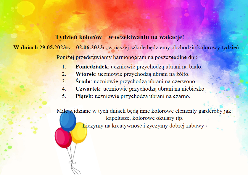 Zdjęcie do Tydzień kolor&oacute;w